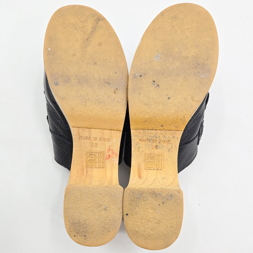 Free People Black Leather‎ Clogs with Natural Wooden Heel - Picture 12 of 14